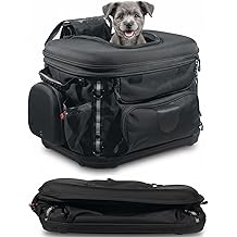 Motorcycle Dog Cat Carrier, Portable Pet Carrier Weather-Proof Pet Crate Travel Luggage Bags for Harley Road Street Glide CVO Road King Touring Trike Can Am w/Luggage Rack 20lb Pet (Black)