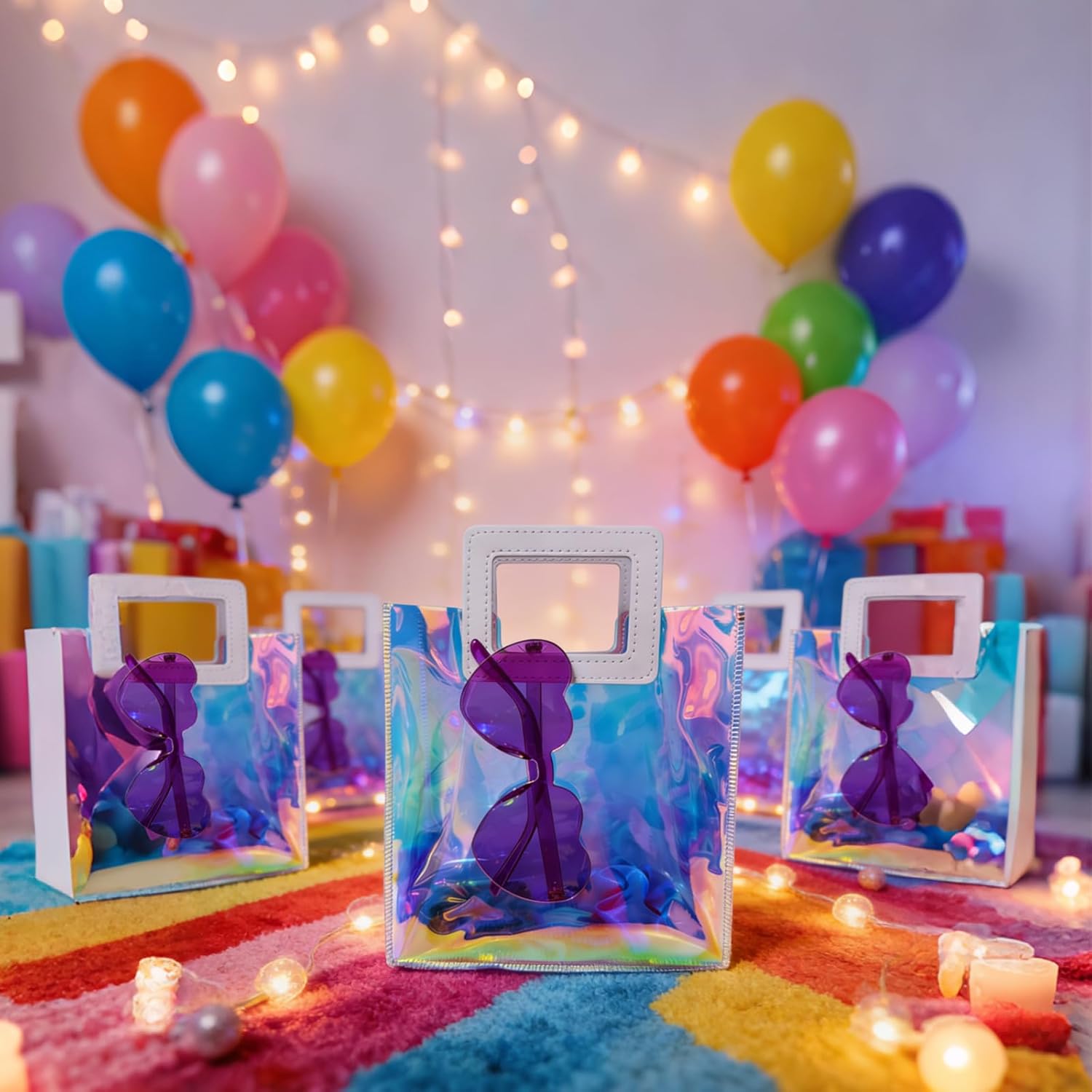 134 Pcs Kpop Disco Party Favors Friendship Bracelet Kit Sunglasses Scrunchies Star Hair Clips Butterfly Stickers Gift Bags for Y2k K Pop Birthday Decorations Galentine's Day (Purple)