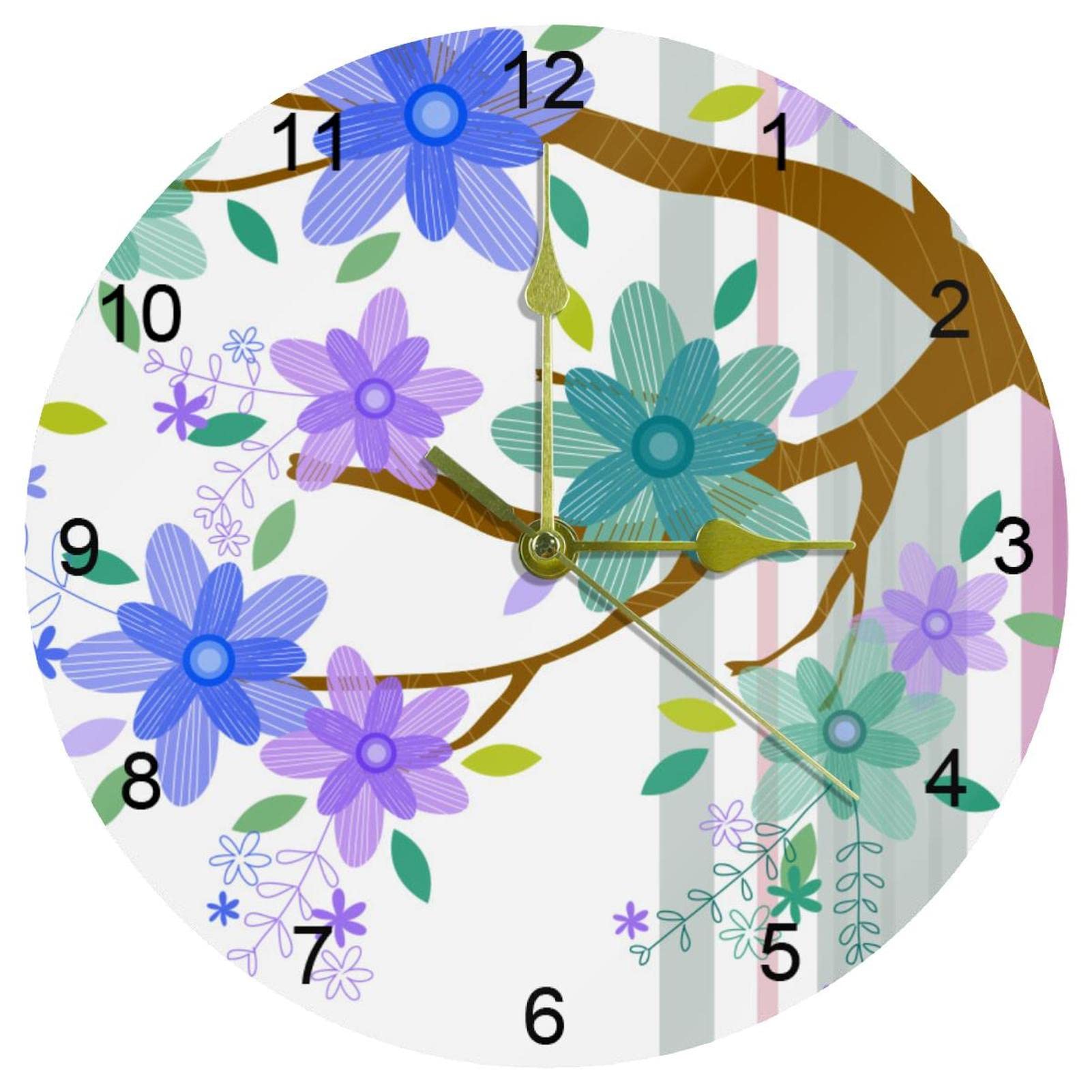 Horloge murale silencieuse sans tic-tac à quartz aquarelle