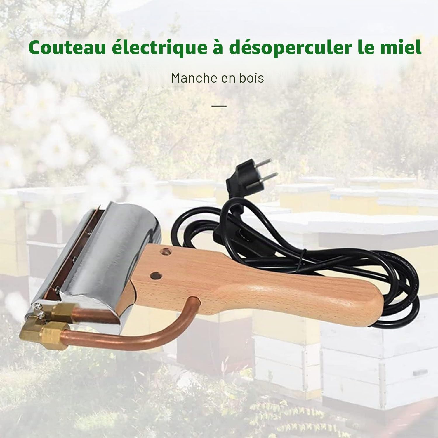 Couteau À Miel Électrique, Extracteur De Miel À Gratter | Grattoir À Miel Avec Manche En Bois, Couteau À Désoperculer Pour Les Fournitures De L'apiculteur
