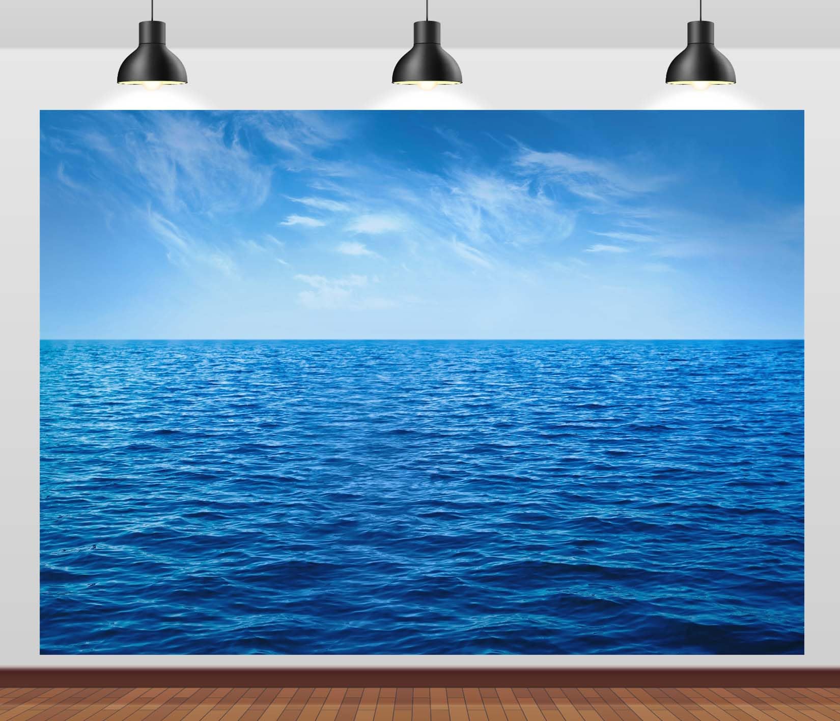 BELECO 3.6x3m Sfondo in tessuto Oceano blu e cielo | Paesaggio marino blu cielo nuvole bianche sfondo decorazione festa oceano decorazione murale accessori studio foto