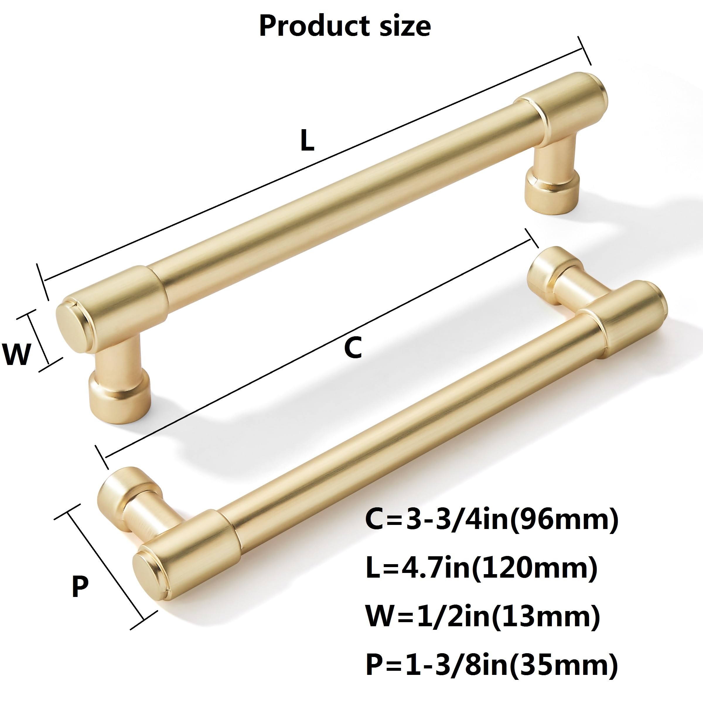 KHTUMEWARE-3.75 Brushed Brass Cabinet Pulls CTC 3-3/4 in (96 mm) 10-Pack in Brushed Brass — KHTUMEWARE