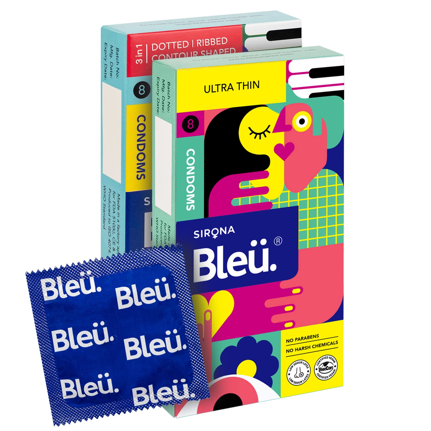 Bleu All Natural Latex Paraben free - Ultra Thin and 3in1 Condom Combo (1 Pack each)-picture-32