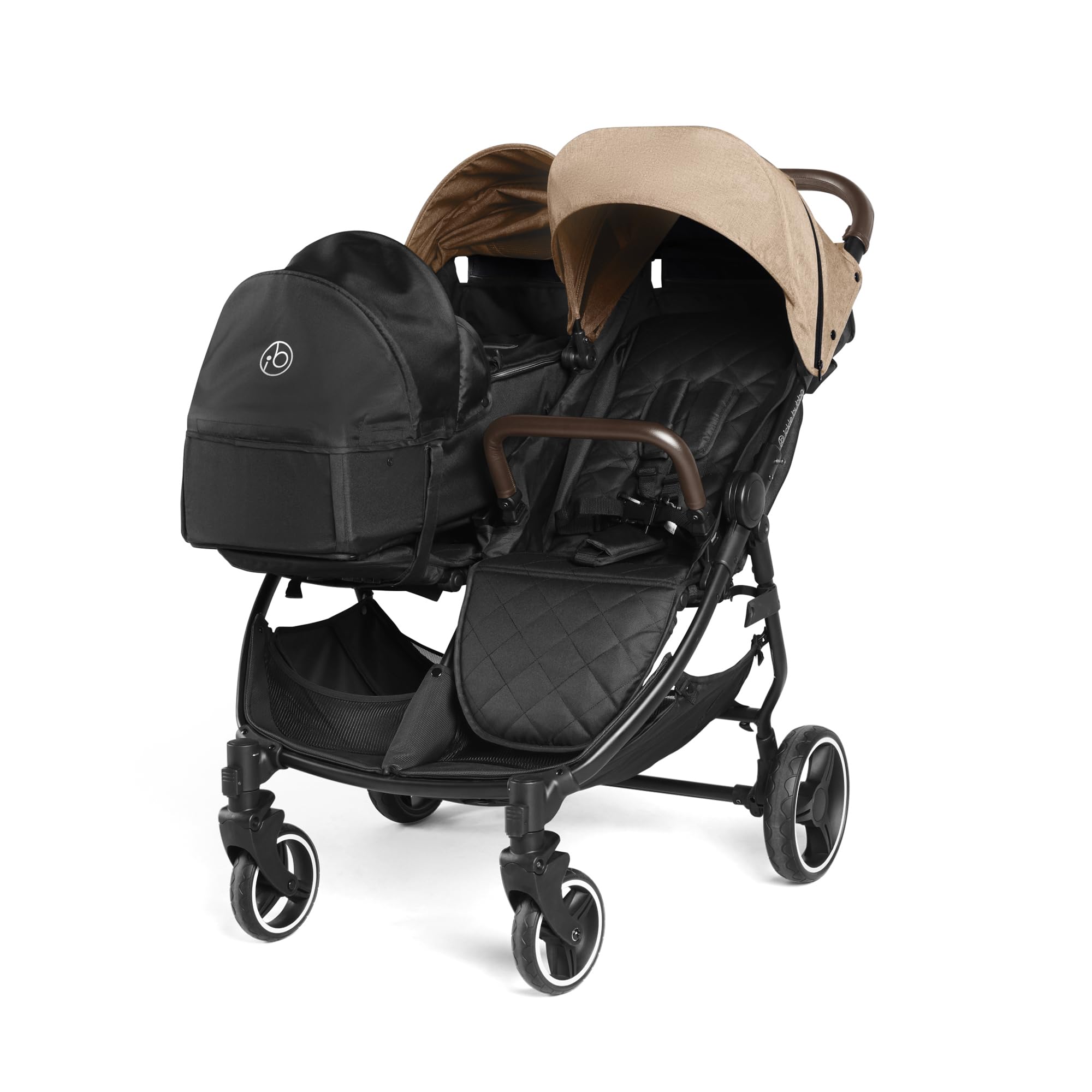 Ickle Bubba Venus Prime Doppelkinderwagen, leichter faltbarer Zwillingskinderwagen von Geburt bis 15 kg, mit Neugeborenenkokon, 2 Fußwärmern und Regenschutz