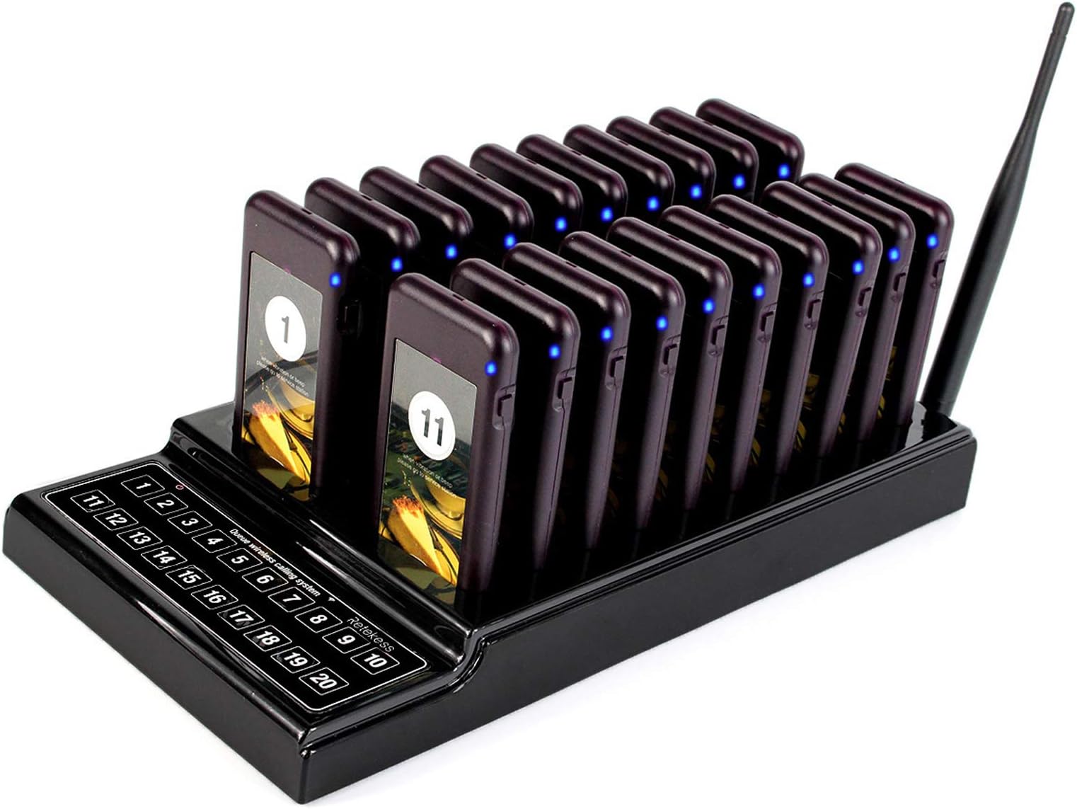 Retekess T111 Restaurant Pager System, Buzzers for Restaurant, 500M Long Range, Replaceable Sticker, 20 Food Buzzers for Food Truck, Church, Brewery