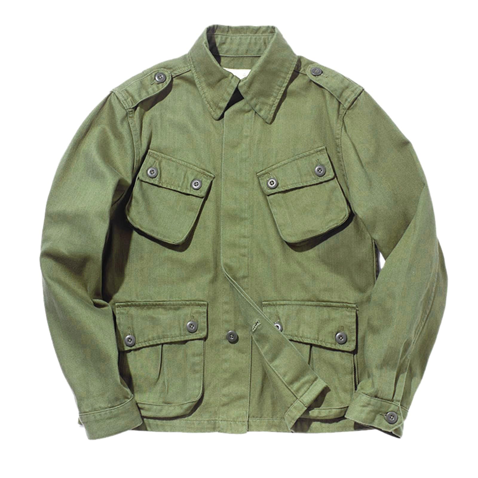Giacche cargo classiche da uomo, giacca da safari leggera, da combattimento, militare, a maniche lunghe, con tasche multiple, colletto con bottoni, cappotti in cotone leggero all'aperto