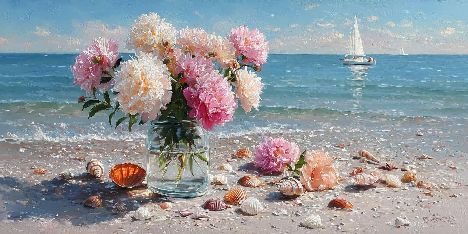 Pintar por Numeros Adultos, Flores De Concha, 70x90cm 7JGWX-24