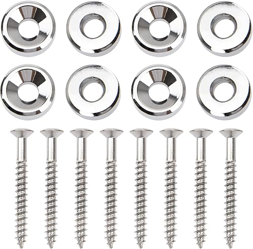 8 casquillos para juntas de cuello de guitarra Yootones compatibles con guitarra eléctrica o bajo (plateado) 8 casquillos para juntas de cuello de guitarra Yootones compatibles con guitarra eléctrica o bajo (plateado)
