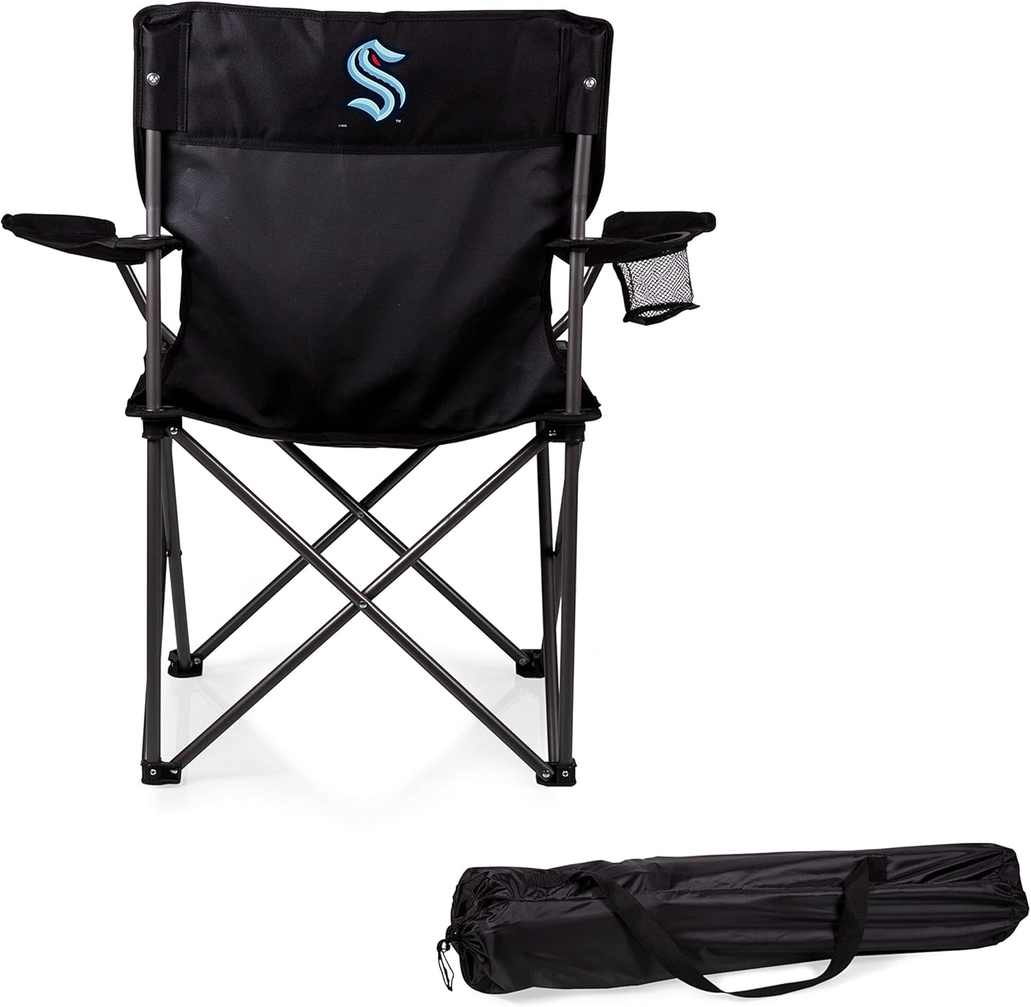 PICNIC TIME NHL Seattle Kraken PTZ Camp Chair, Picnic Chair, Beach Chair with Carrying Bag, (Black)