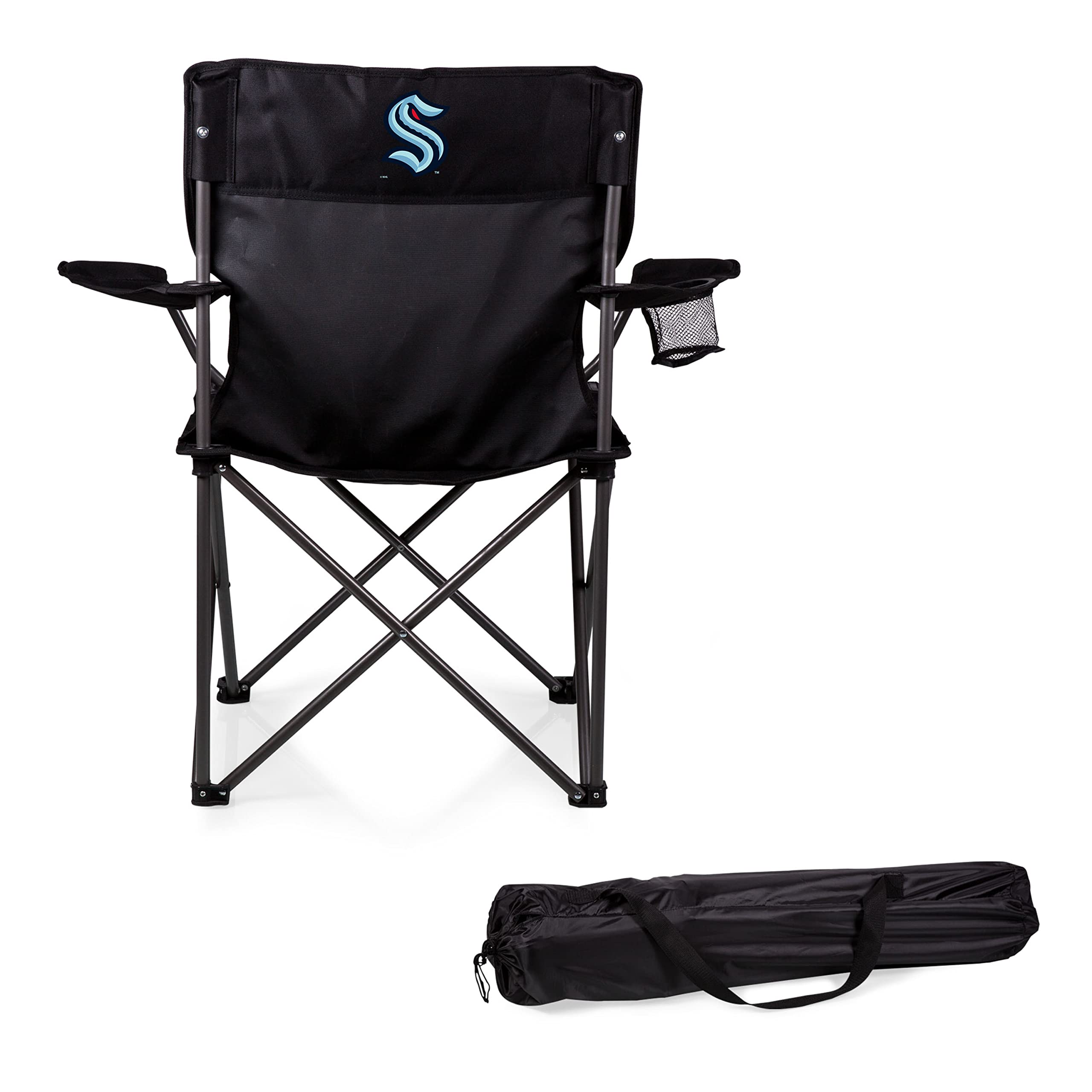 PICNIC TIME NHL Seattle Kraken PTZ Camp Chair, Picnic Chair, Beach Chair with Carrying Bag, (Black)