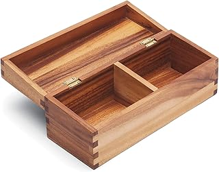 Ironwood Gourmet Acacia Wood Recipe Box, Double Compartment, For 3" x 5" Cards