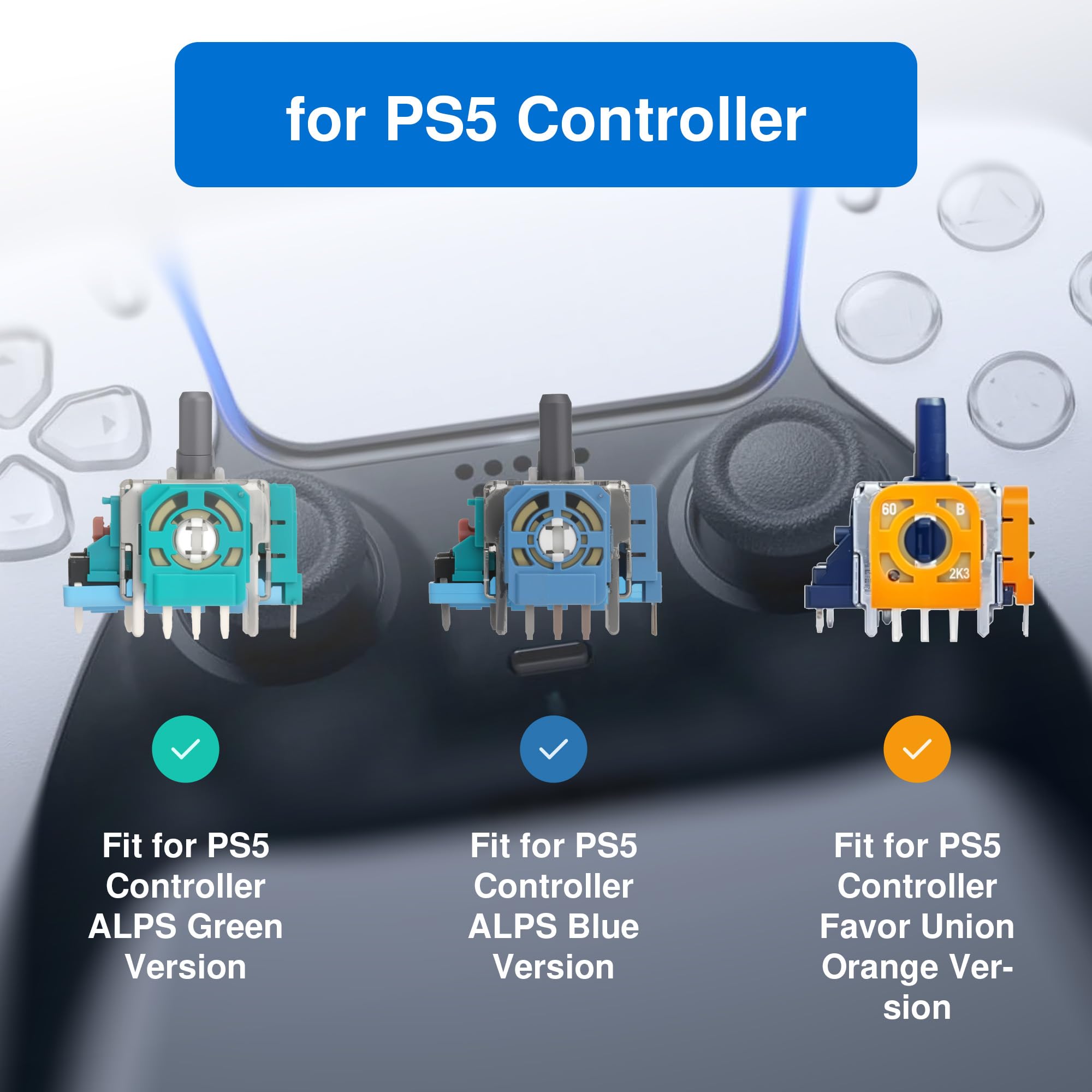 Lot de 4 sticks pour manette PS5, joystick 3D analogique avec joystick - Kit de réparation pour Playstation 5