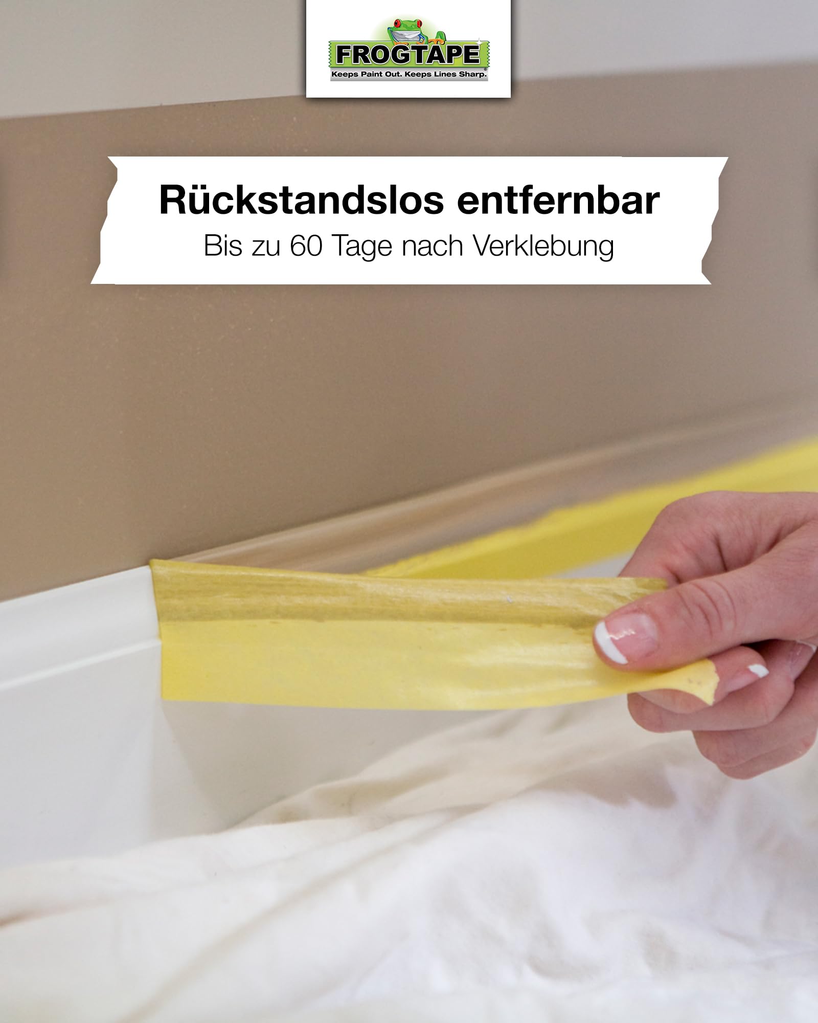 FrogTape delikatna powierzchnia - taśma maskująca z papieru Washi - czyste krawędzie i precyzyjne linie - wymiary: 24 mm x 41,1 m - żółta