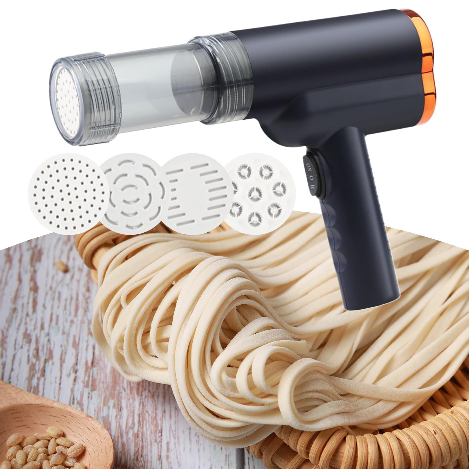 Elektrischer Nudelmacher | Pasta Maker Maschine | Mixer Handheld Tool mit 5 Arten Zubehör für die Herstellung von Pizza Essen Home Prep Küche Bäckerei