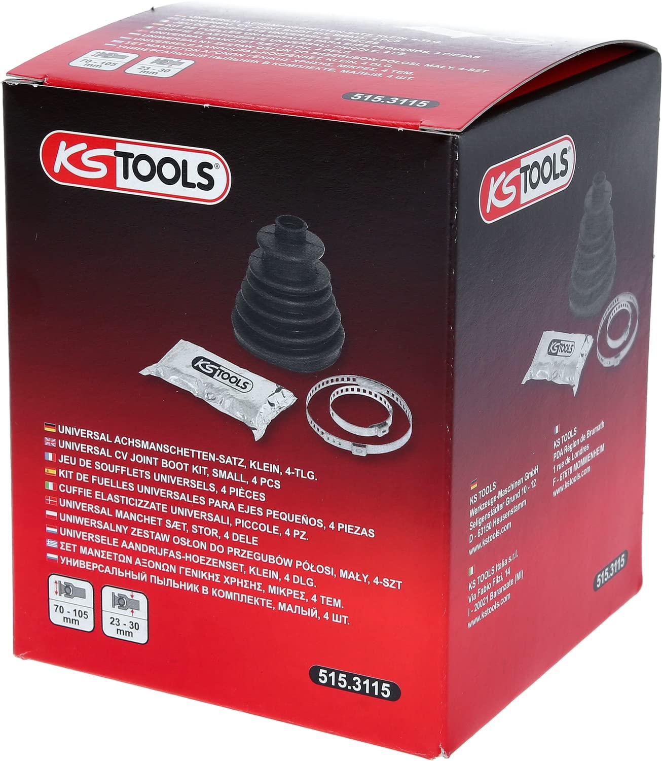 KS Tools 515.3115 Kit de manguitos de ejes universales, pequeños, 4 pzs. | Jeu universel de manchettes, petit, 4 pcs.