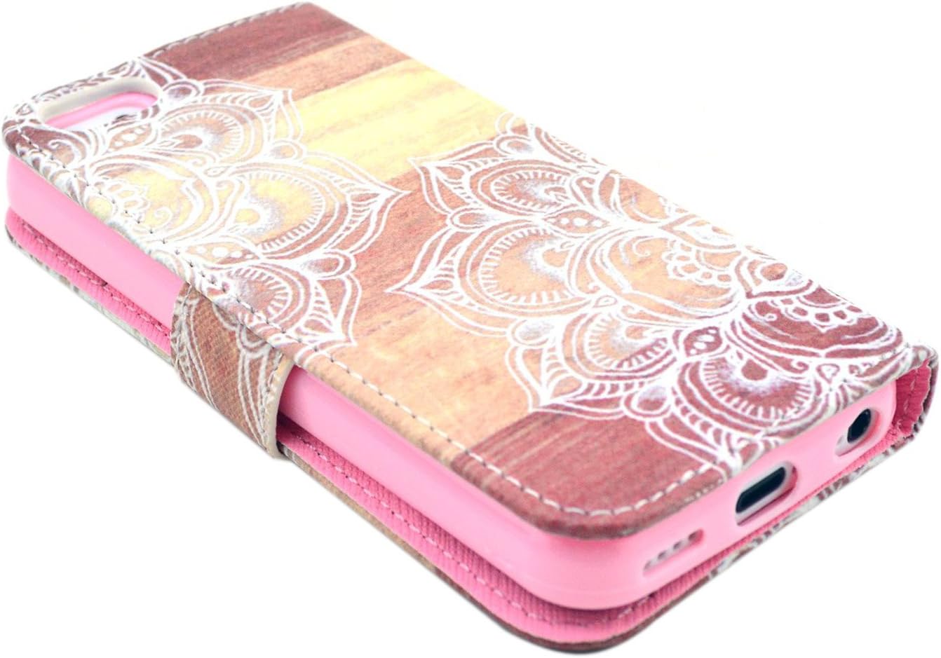 iPhone 5C Case, Speedtek Flower Pattern Premium PU Leather Wallet Flip Protective Skin Case with Magnetic Closure for Apple iPhone 5C (2013) (Built-in Credit Card/ID Card Slot)