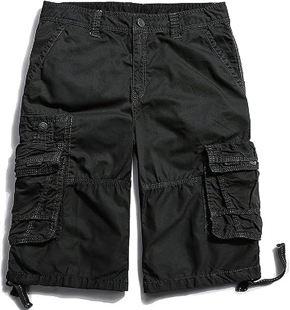 Summer Cargo Shorts Men Casual Bay Solid Pure Cotton MidWaist Multi