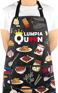 VAMSII Lumpia Queen Apron With Pockets Filipino Food Lover Adjustable Apron Lumpia Lover Gift Spring Roll Lover Gift
