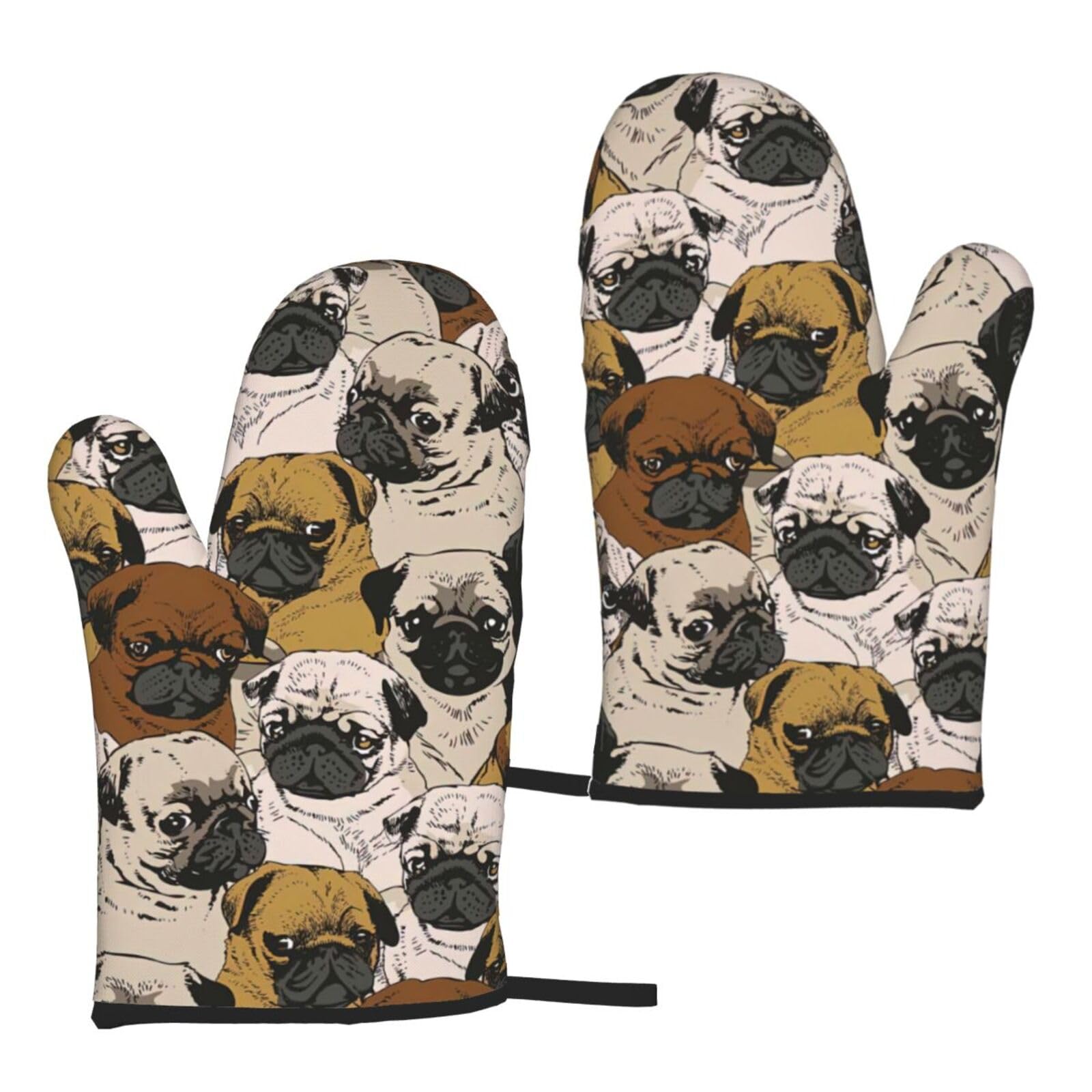Imagen De Pug Print Heat Resistant Universal Fit Oven Microwave Gloves Home Cooking Baking Grilling