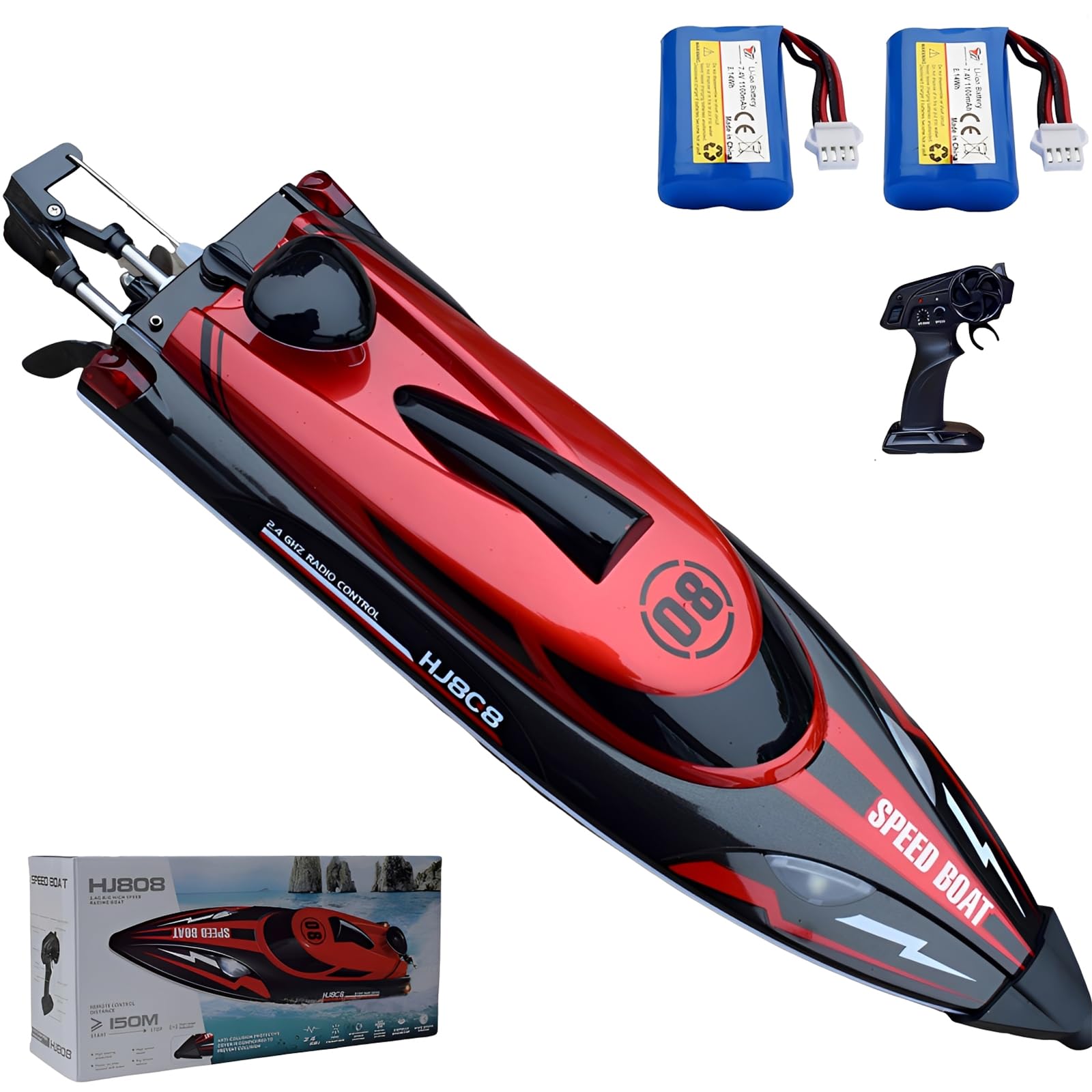 14 inch RC Boat High Speed Remote Control Boat for Kids and Adults, 2.4GHz Outdoor Water Toy 23 + MPH Race Boat for Pool Lake & Great River
