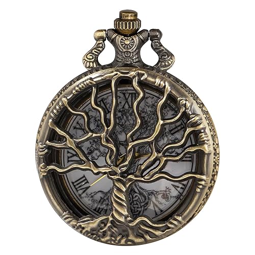 Tiong Tree of Life Pocket Watch Vintage Quartz Men's FOB