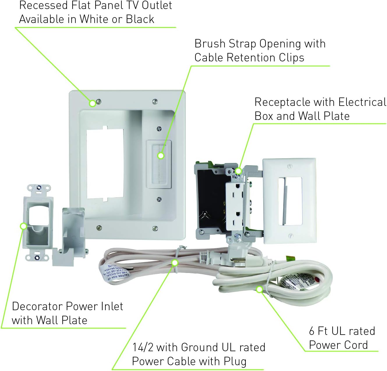 Gеt Sресіаl Prісе Legrand, Home Office & Theater, In Wall TV Power Kit, White, 6ft Length, HT22U2WHR6