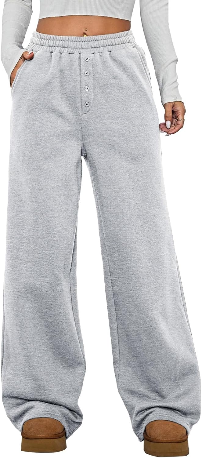 Aleumdr Womens Wide Legs Sweatpants Fleece Lined High Waisted Baggy Pants 2026 Trendy Casual Athletic Joggers with Pockets