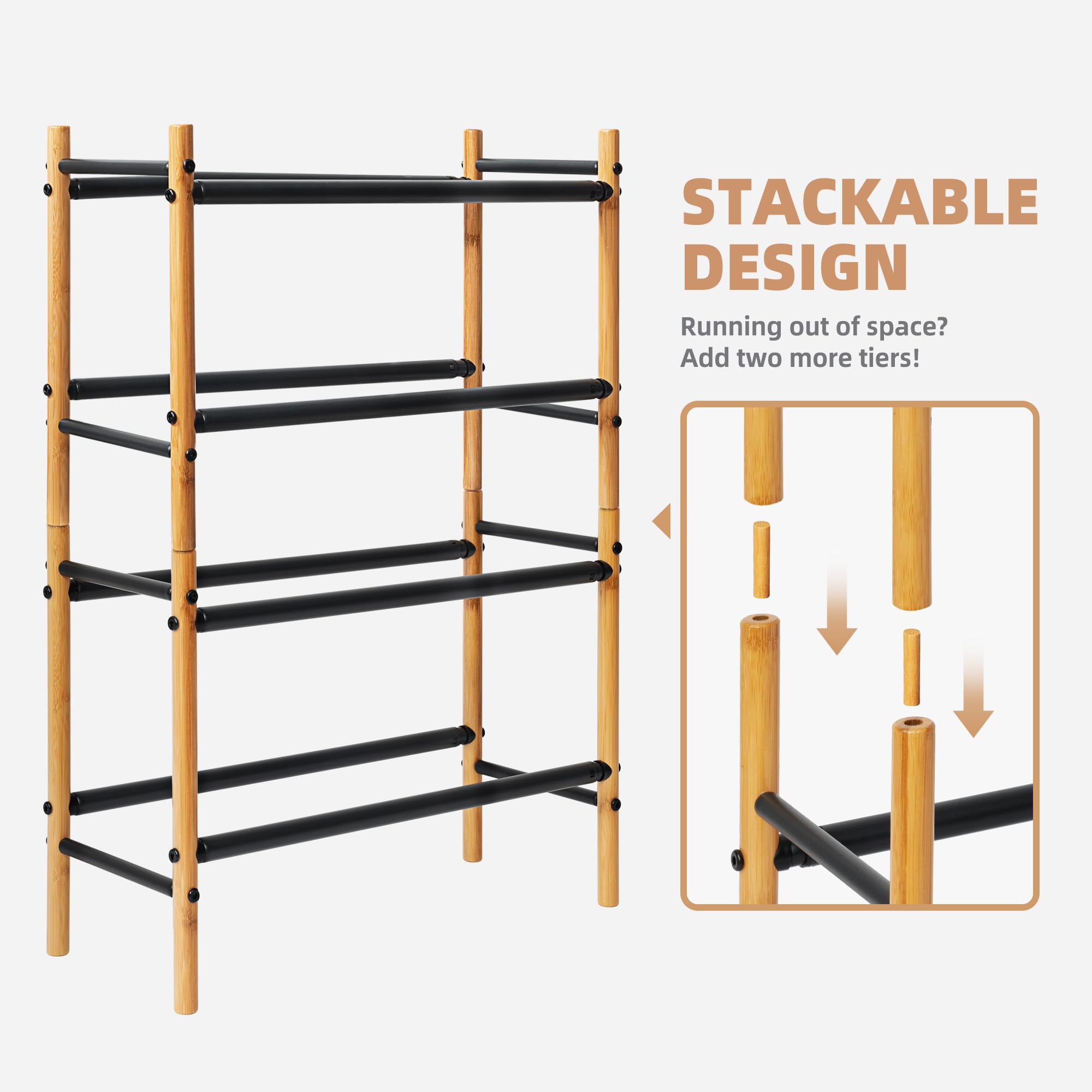 STORAGE MANIAC Étagère à Chaussures Extensible En Métal Pour 12 Paires De Chaussures, Réglable, Autonome Pour Placard, Entrée, Couloir, Garage, Porte D'entrée, 2 Niveaux
