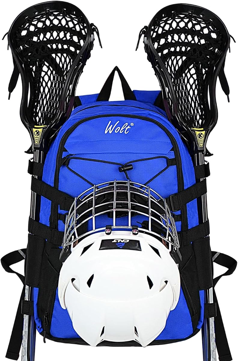 WOLT Bolsa de lacrosse - Mochila de lacrosse con dos palos Soporte - Bolsa de hockey de campo grande con capacidad para todos los engranajes deportivos