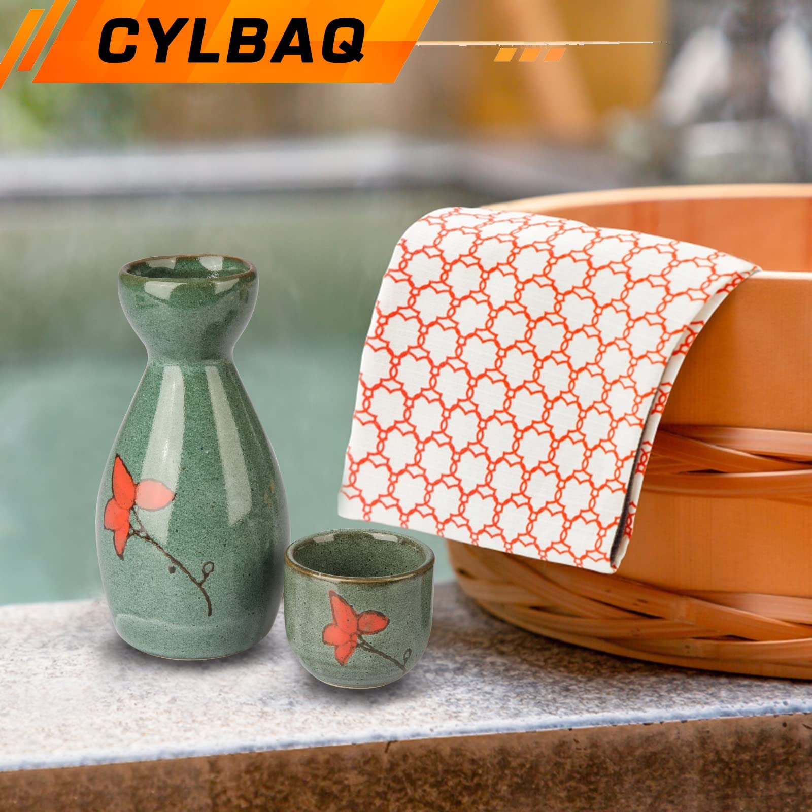 Set Sake Giapponese In Ceramica Uziqueif - 4 Tazze Da 40 Ml E 1 Pentola Da 130 Ml, Decorazione Blu - Foto 4