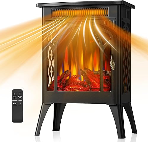 Estufa de chimenea eléctrica, 1500 W, calentamiento rápido, calentador de chimenea infrarrojo X con control remoto, temporizador de 8 horas, estufa
