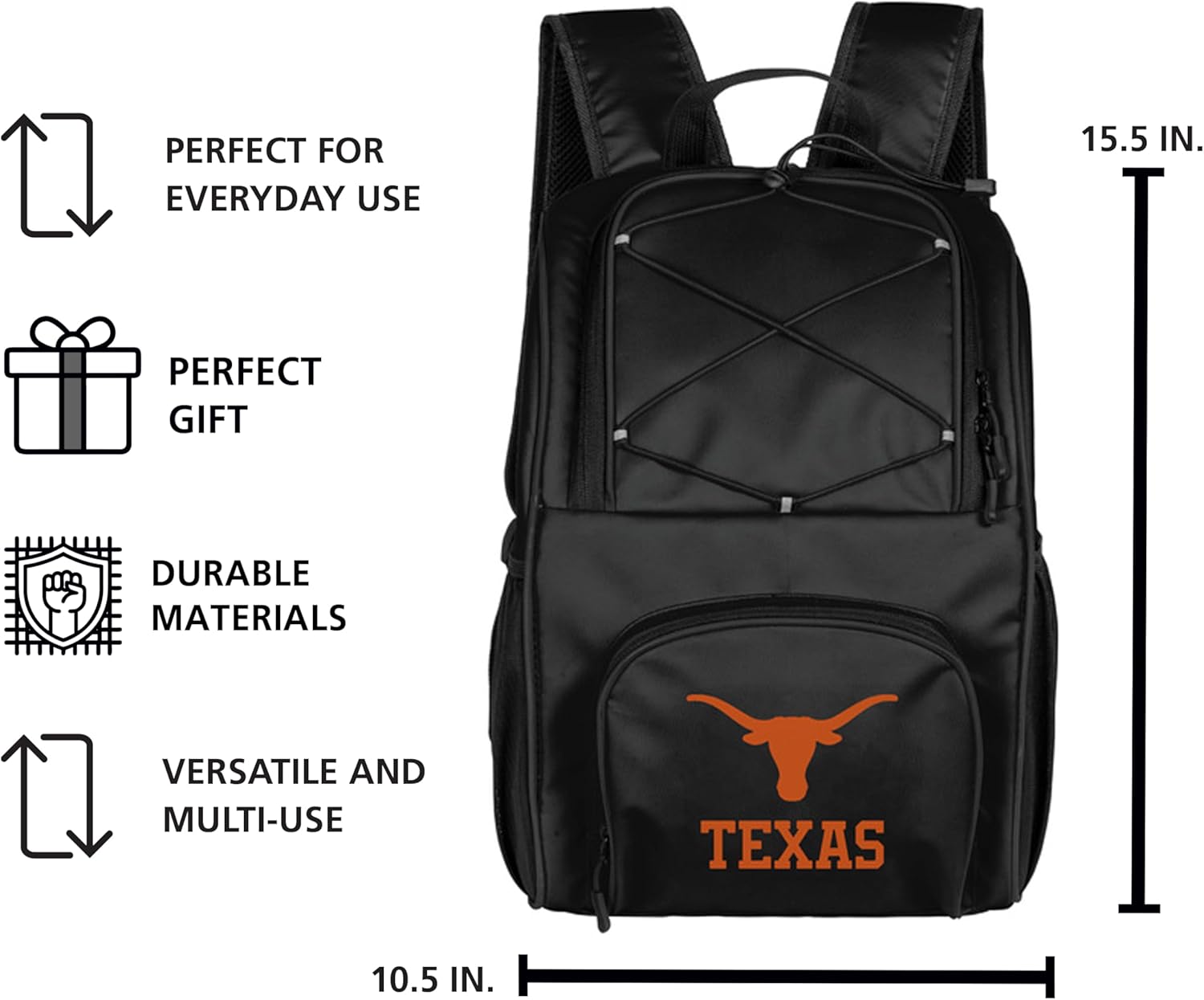 Logo Brands NCAA 24-Can Flex Backpack Cooler – Leak-Proof Lining, Bungee Cord Top & Shoulder Straps – Portable Cooler for Tailgates, Beach & Outdoor Events