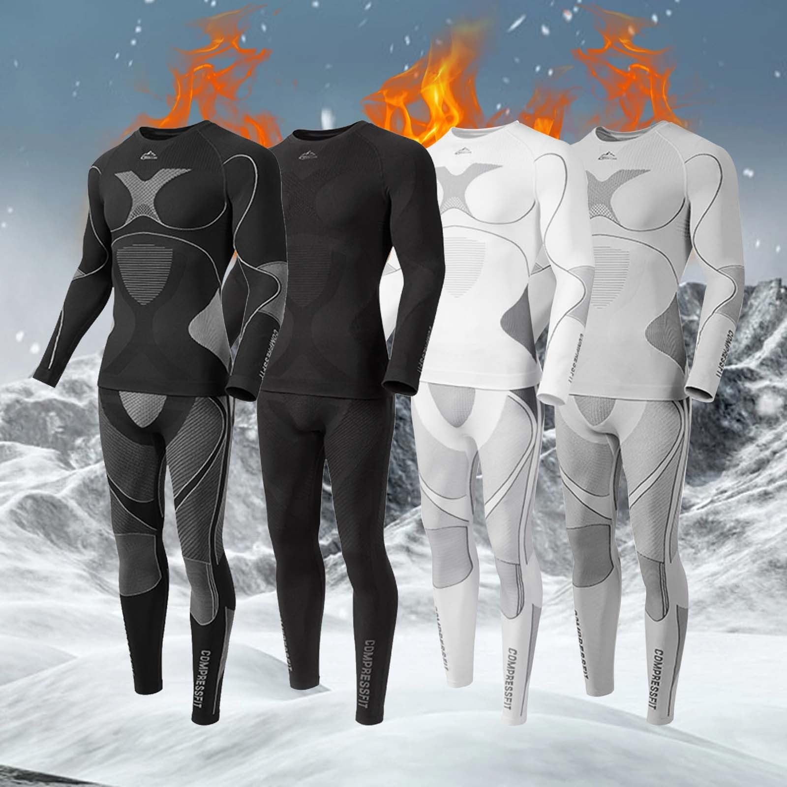 Skiunterwäsche Herren Warm Sportbekleidung Winter Baselayer Sportunterwäsche Slim Fit Activewear Langram Thermoanzug Atmungsaktiv Thermo Unterwäsche Funktionswäsche