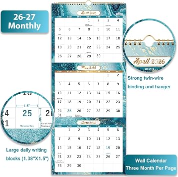 2024-2025 Wall Calendar - 3-Month Display Vertical Calendar 2024-2025, April 2024 - July 2025, 2024-2025 Calendar, 11 x 26, Large, Lay- Flat, Perfect for Your Busy Schedule