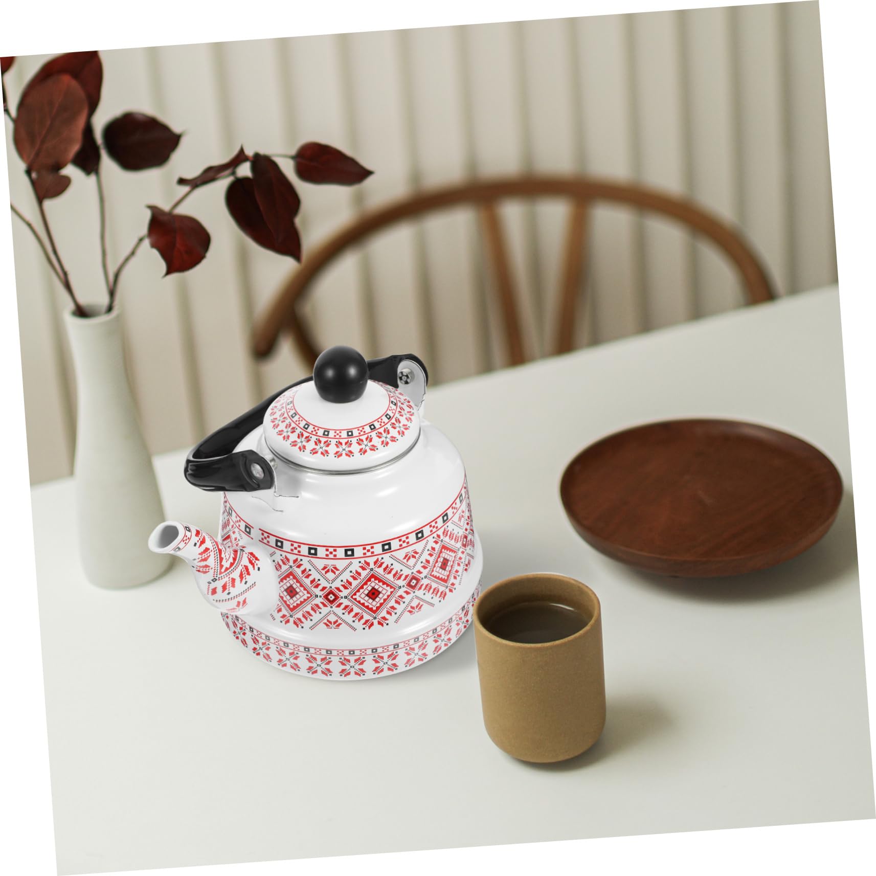 Toddmomy Kaffeekessel Aus Emaille Für Herd Zum Aufkochen Von Wasser Für Grünen Tee Schwarzen Tee Kräutertee Mit Sicherheitsgriff Gegen Verbrennungen Wunderschönes Design Für