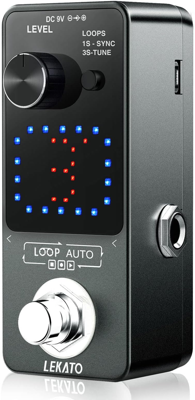 Looper Pedal, Looper Pedal with SYNC & Tuner Function, Guitar Loop Pedal with Screen, Unlimited Overdubs, 3 Loops, 18 Minutes Record Time (Gray)