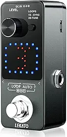 LEKATO Pedal Looper para Guitarra Elétrica e Baixo com Função de Sincronização e Afinador, Looper Triplo com Tela de Led, Overdubs Ilimitados, 3 Loops e 18 Minutos de Tempo de Gravação.