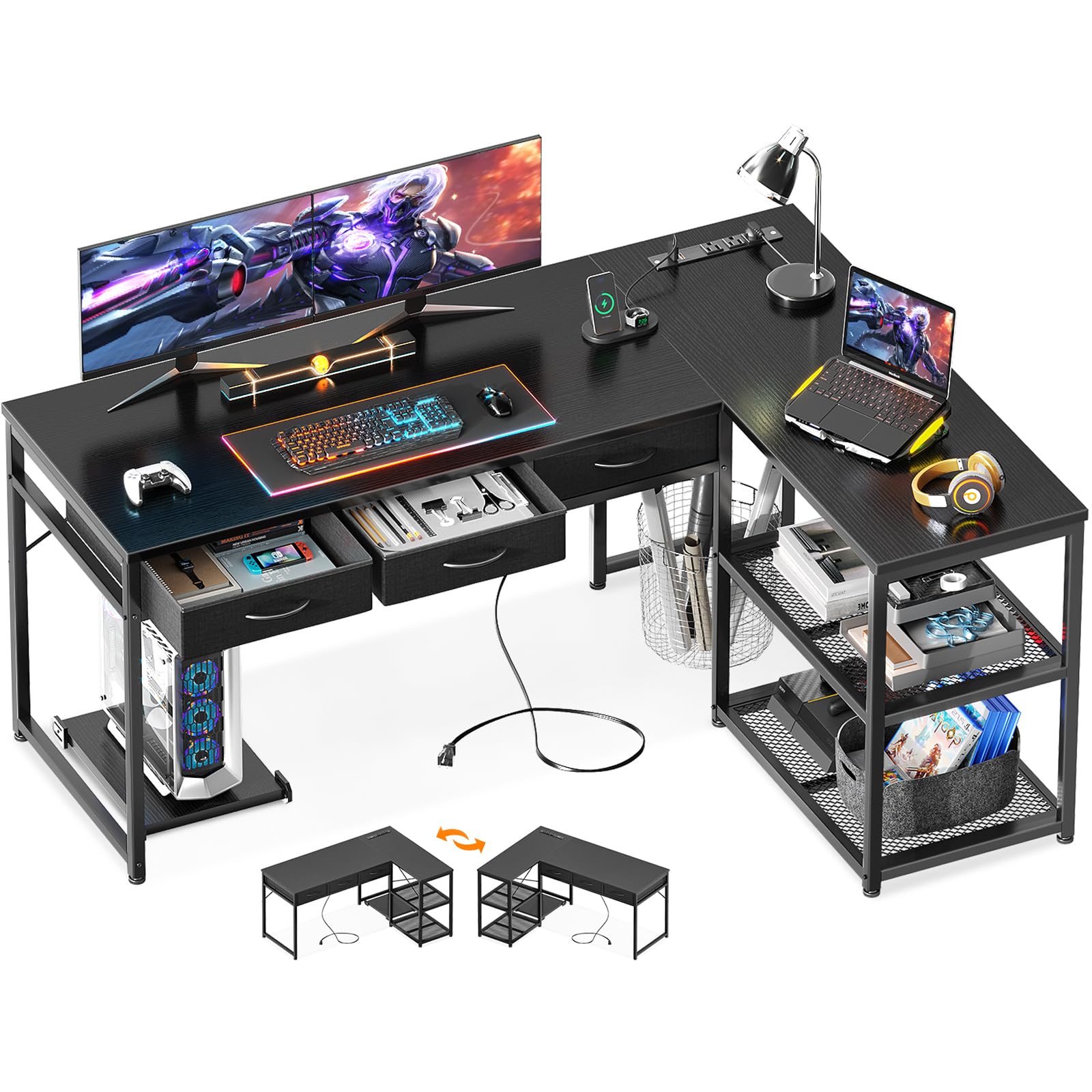 Photo 1 of *stock photo for reference* AODK L Shaped Desk with Fabric Drawers,