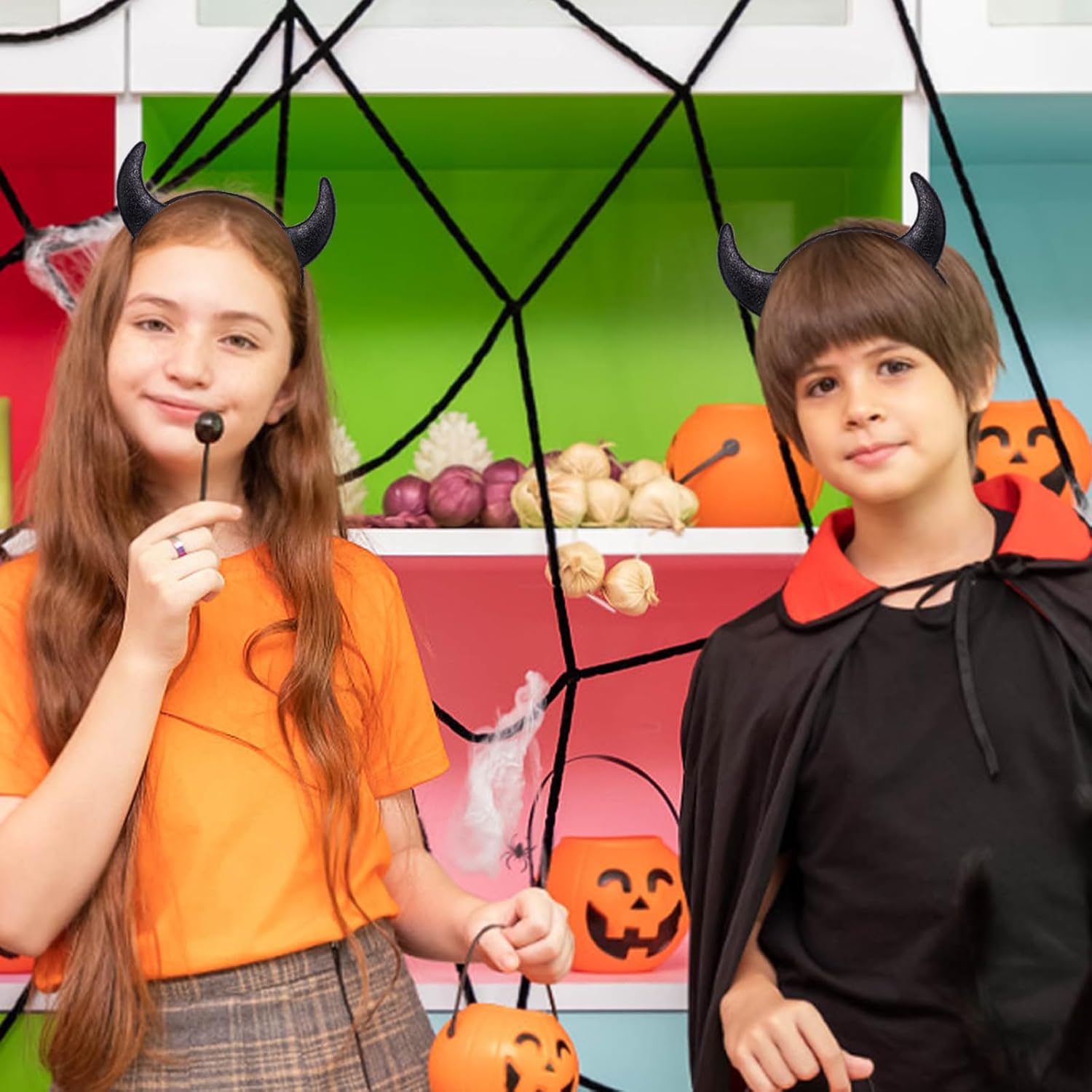 Devil Horns Headband for Women Men,Glitter Red Devils Horns Headband,Halloween Devil Costume Accessories Cosplay - Image 5