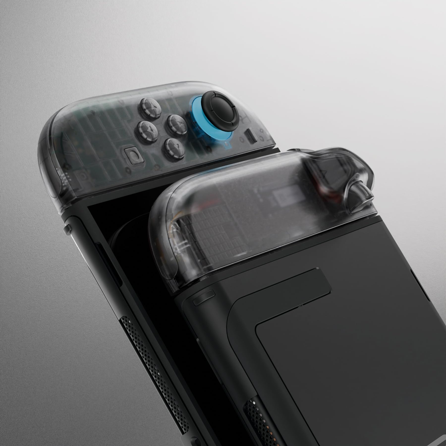 eXtremeRate Coque pour Switch 2 Joycon avec Boutons de Remplacement Complet DIY et Outil, Coque Joycon 2 pour Nintendo Switch 2 Accessoires-Noir Transparent