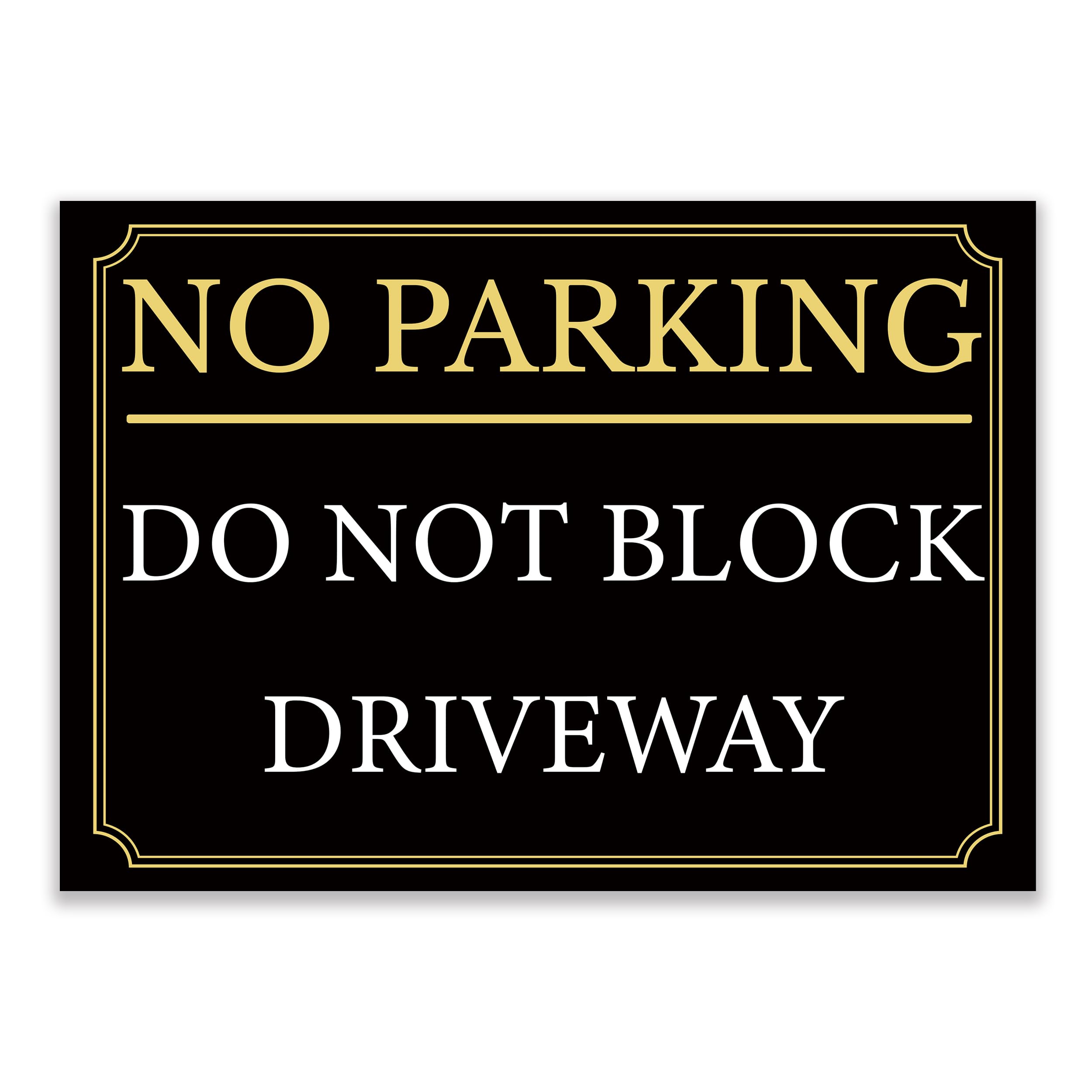 LP Lifestyle No Parking Sign – Do Not Block Driveway, Weatherproof PVC Outdoor Notice, Black & Gold Professional Private Parking Sign No. 063 (A6 (105mm x 148mm) – No Holes)