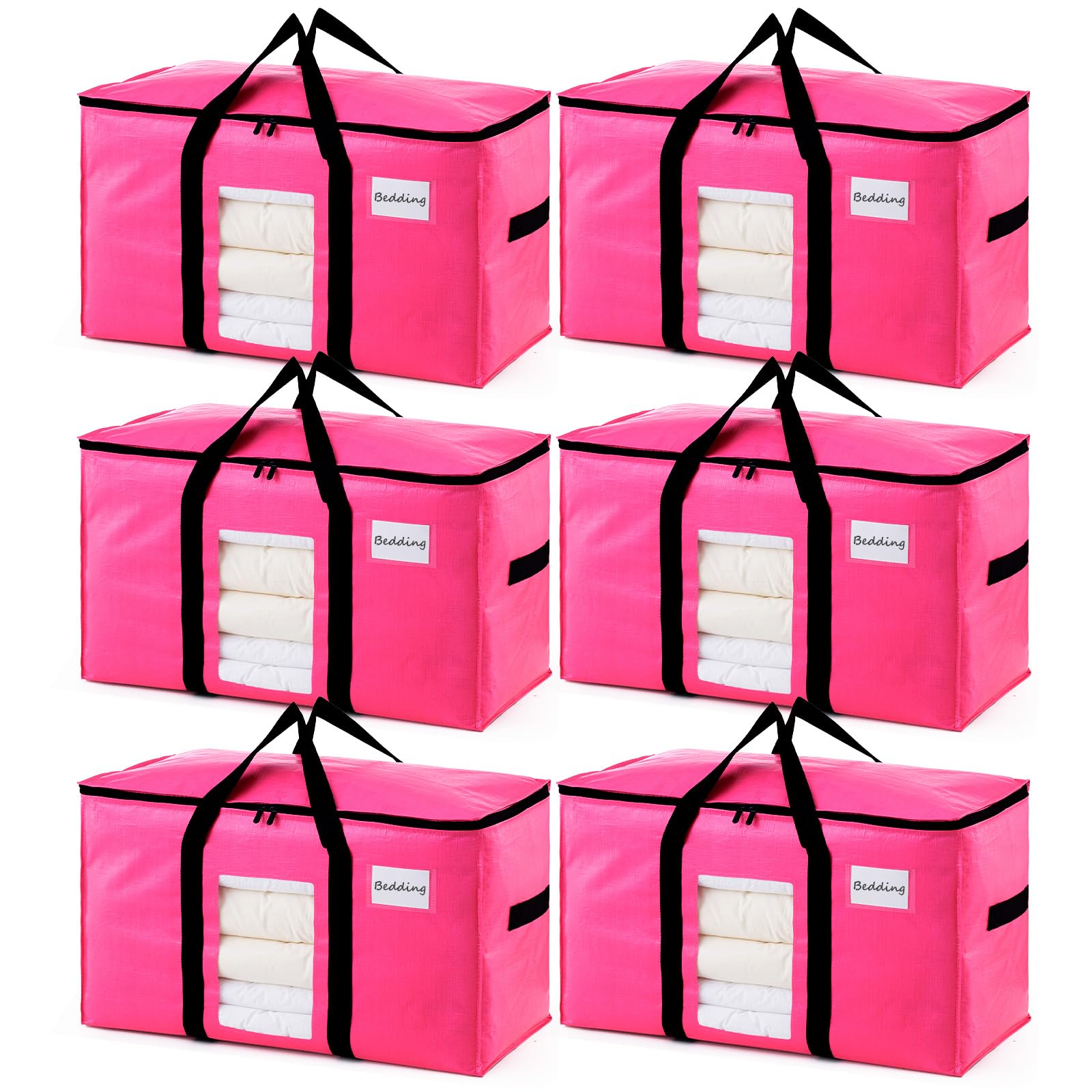 TAILI 6 Pack Pink Extra Large Moving Bags,Storage Bags with Visible Window
