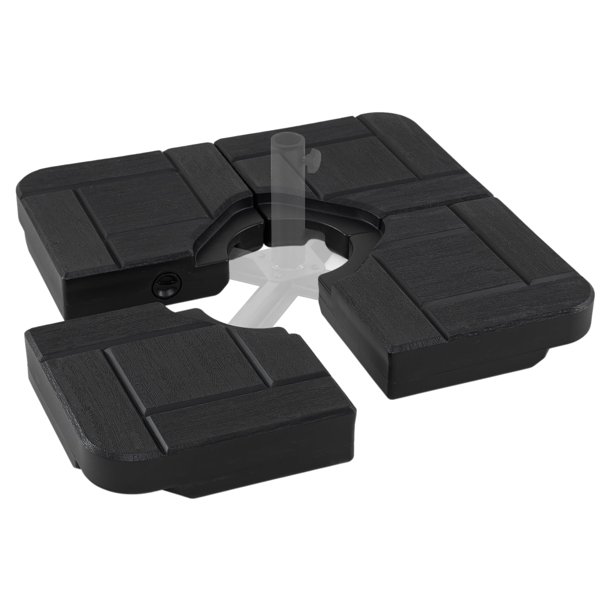 Parasol Base Weights, 96kg Heavy Duty Water or Sand Filled Umbrella Stand, Outdoor Square Offset Cross Holder with Easy-fill Spouts for Stability