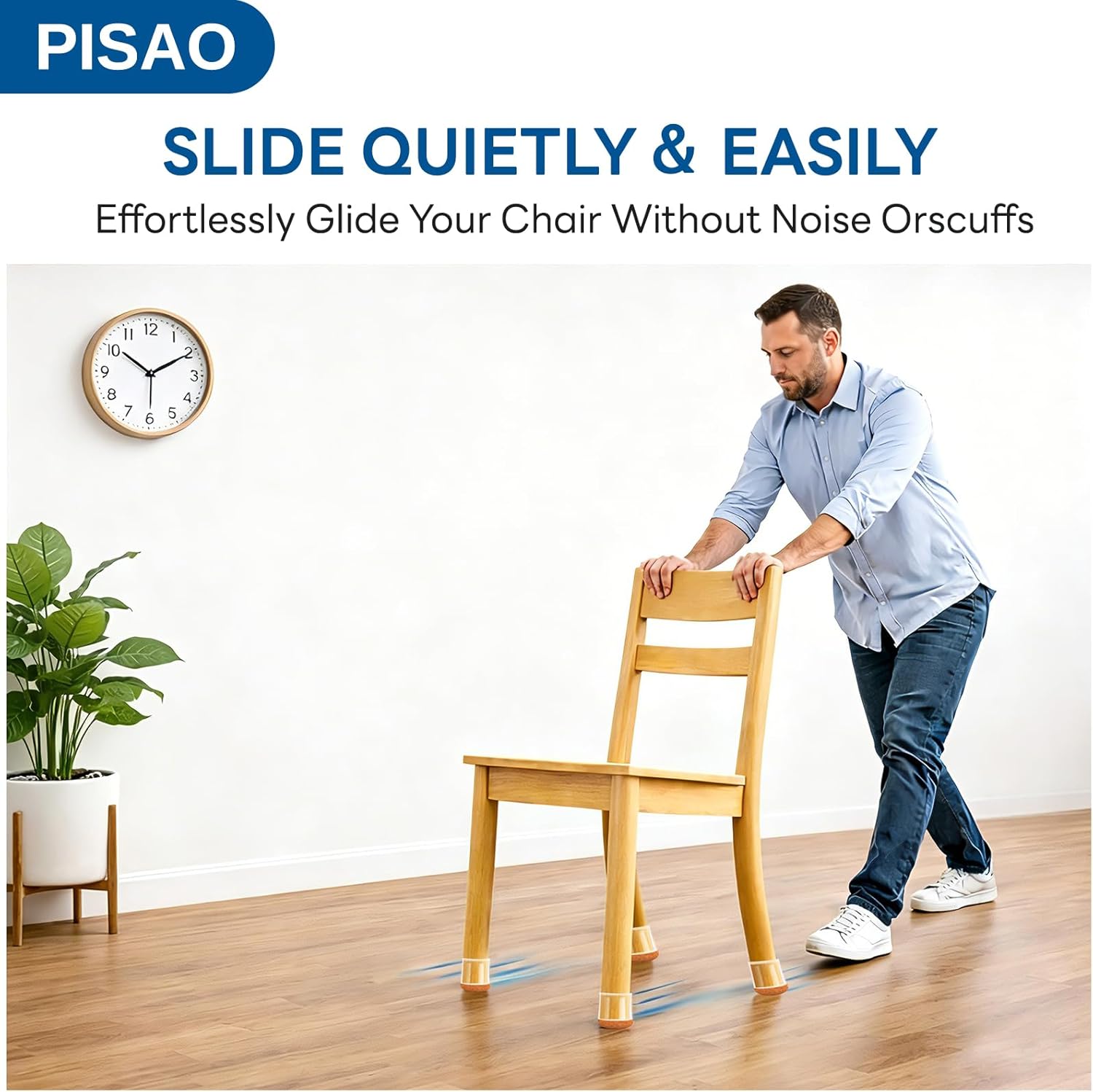 PISAO 24 Pcs Chair Leg Floor Protectors, Silicone Chair Leg Protectors Caps Covers for Hardwood Floors, Furniture Pads Sliders with Wrapped Felt Bottom Medium (Fit:0.76"-1.18")