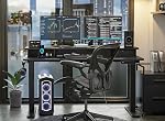 FEZIBO Electric Standing Desk with Double Drawers, 48 x 24 inch Height Adjustable Sit Stand Desk with Monitor Stand, 4 Memory Prset Ergonomic Stand Up Desk (Black)