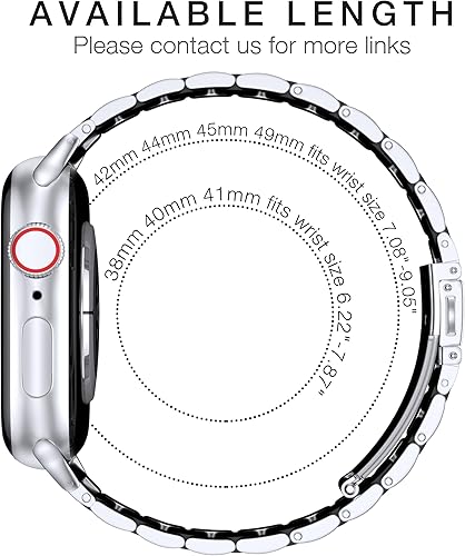 Vista 68 de EPULY - Correa de acero inoxidable, ejecutiva compatible con Apple Watch (iWatch) de 1.93, 1.77, 1.73, 1.65, 1.61, 1.57 y 1.50 pulgadas, unisex