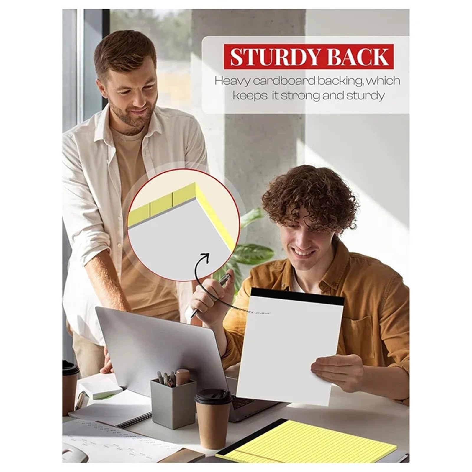 Farbige Notizblöcke, 4 Stück, gelb, 21,6 x 29,5 cm, schmal, liniert, Schreibpapier, Collegeblock für Arbeit, Schule, Büro, Bildung, To-Do-Listen