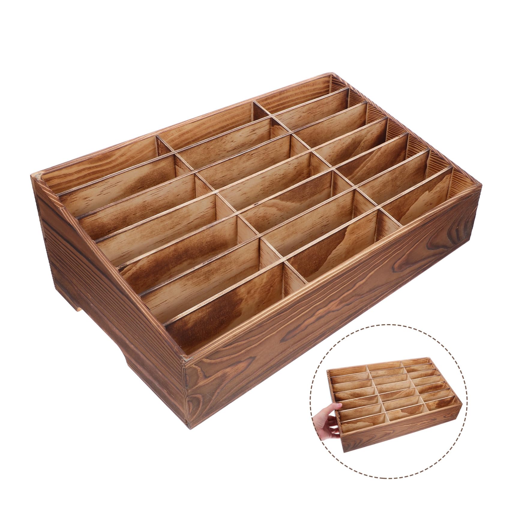 PartyKindom Organizzatore da Scrivania in Legno Naturale 21 Scomparti, Porta Cellulare Multifunzione per Aula e Ufficio Design Raffinato e Funzionale