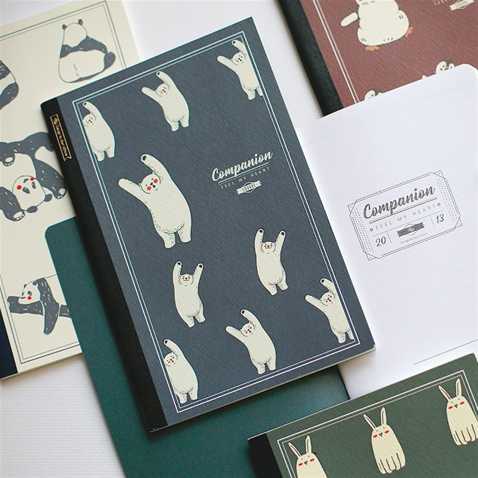 diario, Notebook Happy Animal PortableGrid Paper Book 64P Creative Agenda
