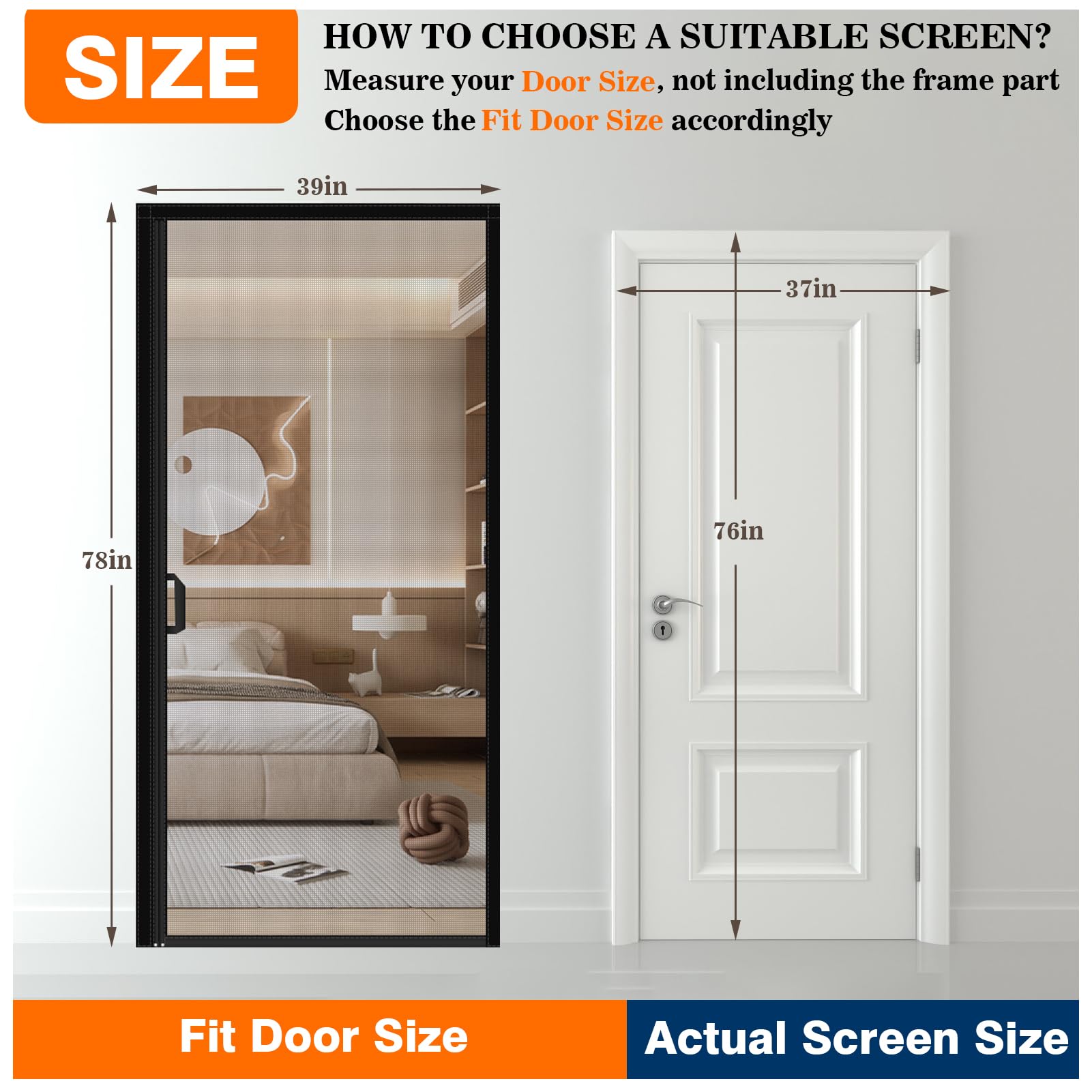 BESTORI Magnetic Screen Door Reversible Left Right Side Opening Fiberglass Mesh Magnetic Closure for Front Patio Sliding Door - Image 2